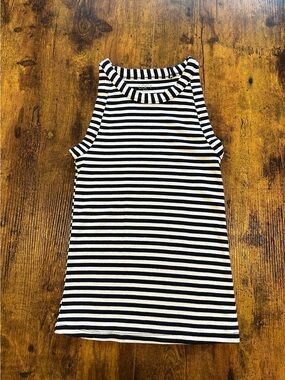 LOFT Navy Blue and White Striped Ribbed Tank